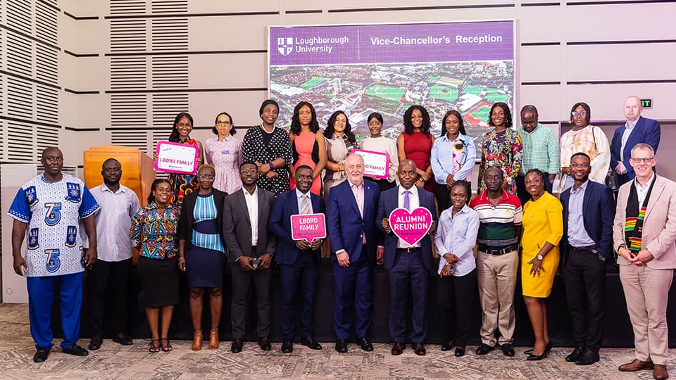 A group of attendees with Professor Nick Jennings CB FREng FRS at the reception in Ghana.