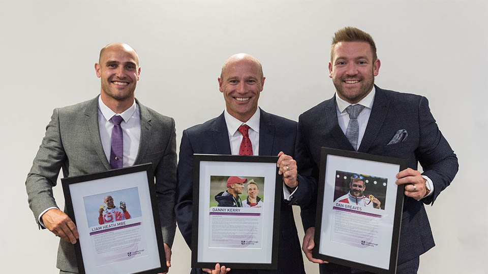 Hall of fame inductees receiving award