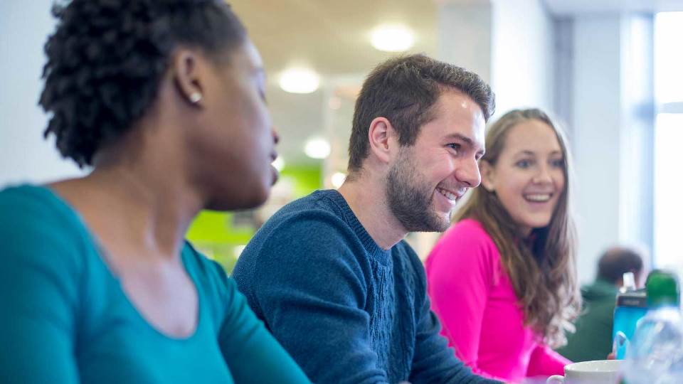 Happy students on campus