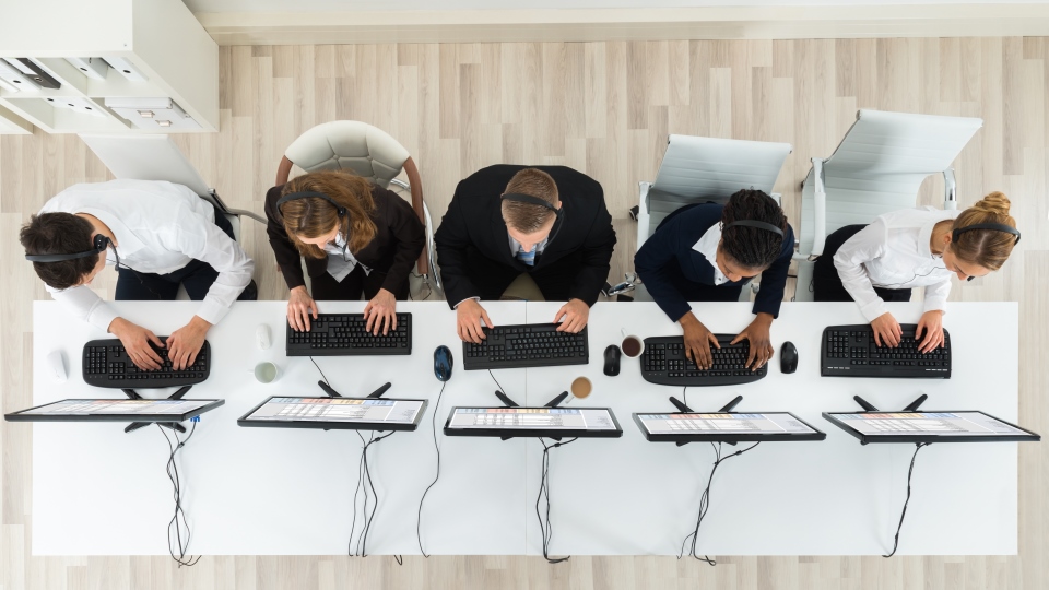 Staff working in a call centre