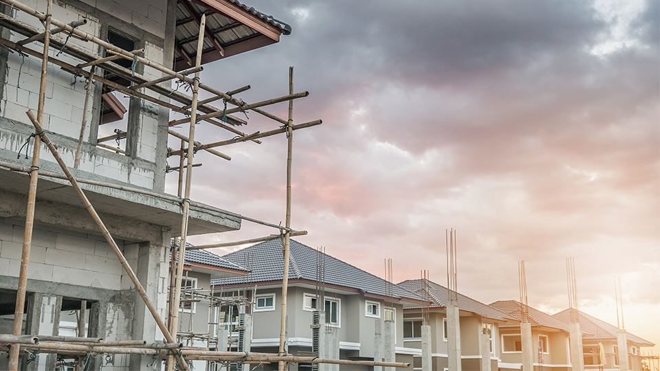 Houses under construction. 