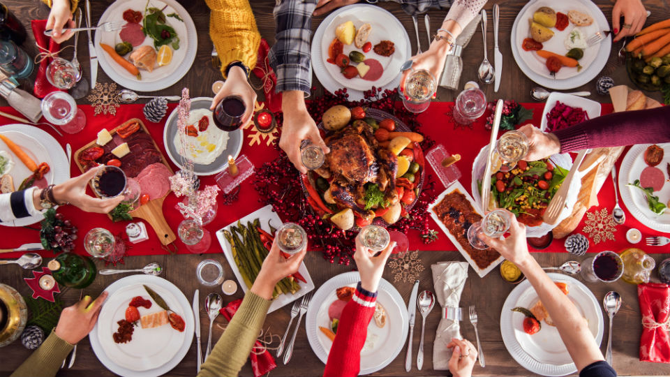 A Christmas dinner table