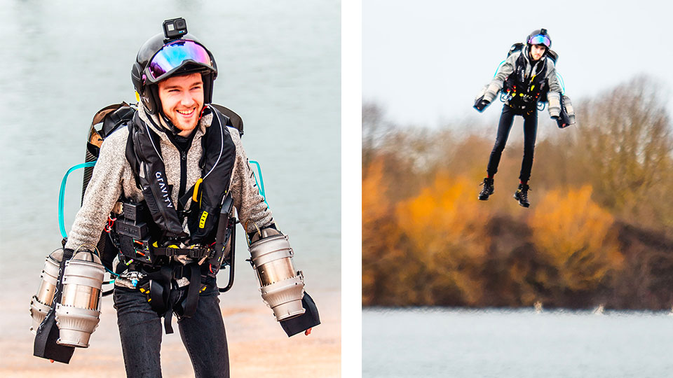 Sam Rogers in his jet suit. 