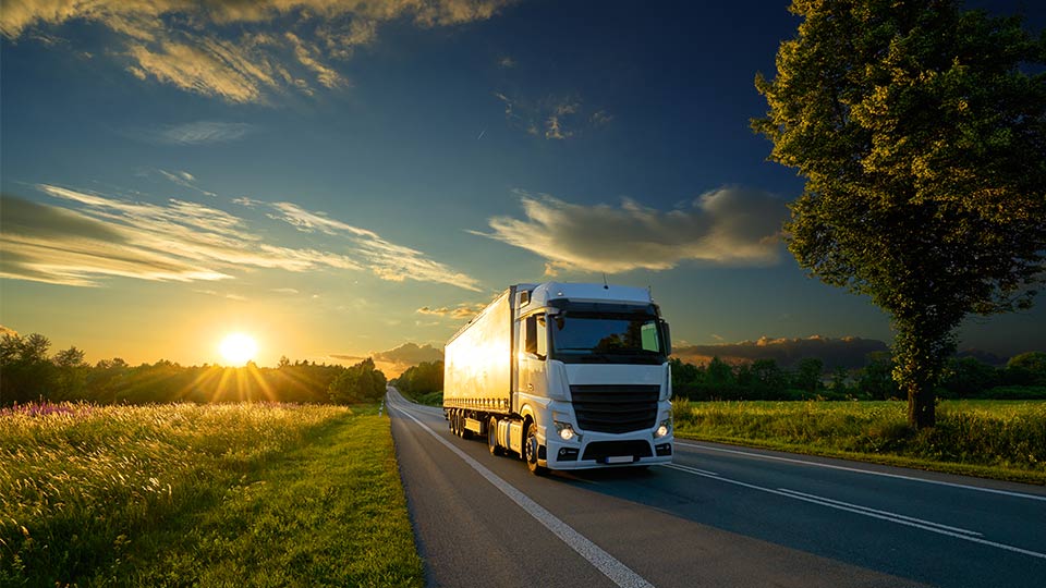 HGV on sunny road. 