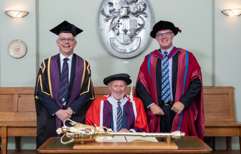 David Pond receiving his honorary graduate 