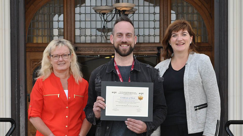 Project partners receiving award with Nicky Morgan MP 