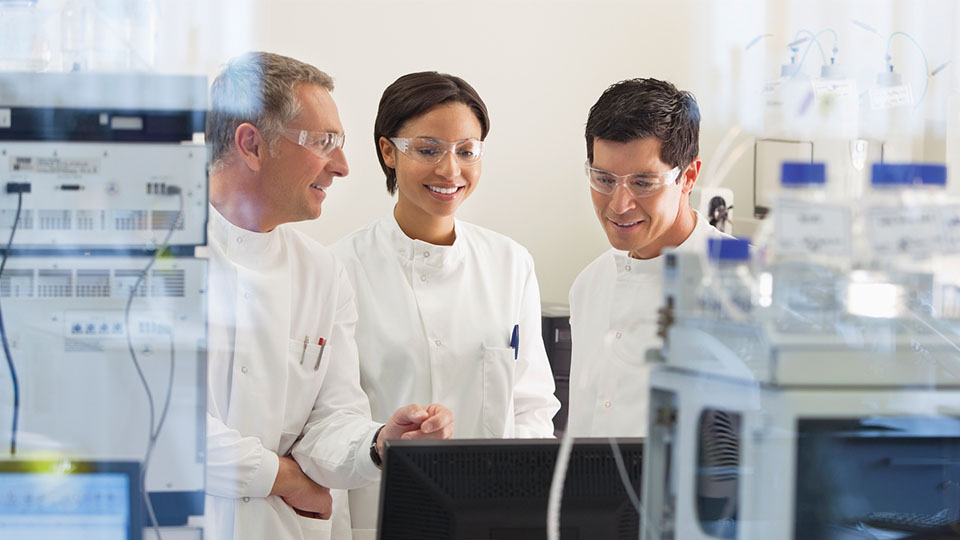 Technicians working in a lab