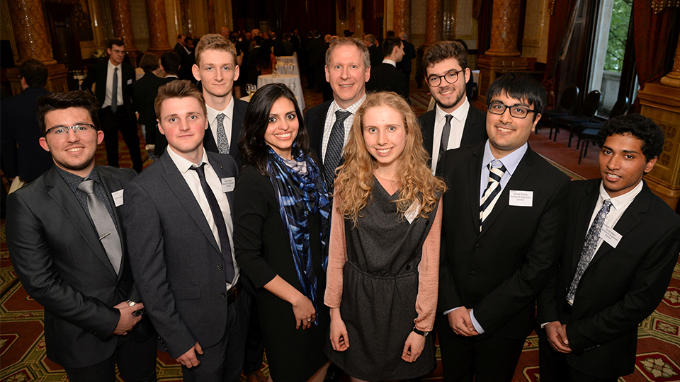 photo of winning students at presentation for the Mentor30Engineers competition