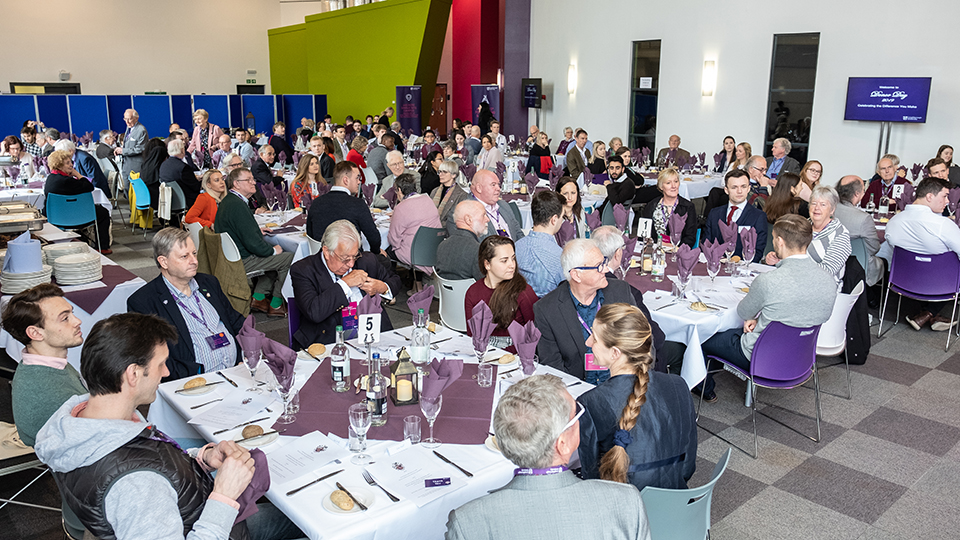 Photo of alumni, friends and staff at the University at 2019 Donor Day