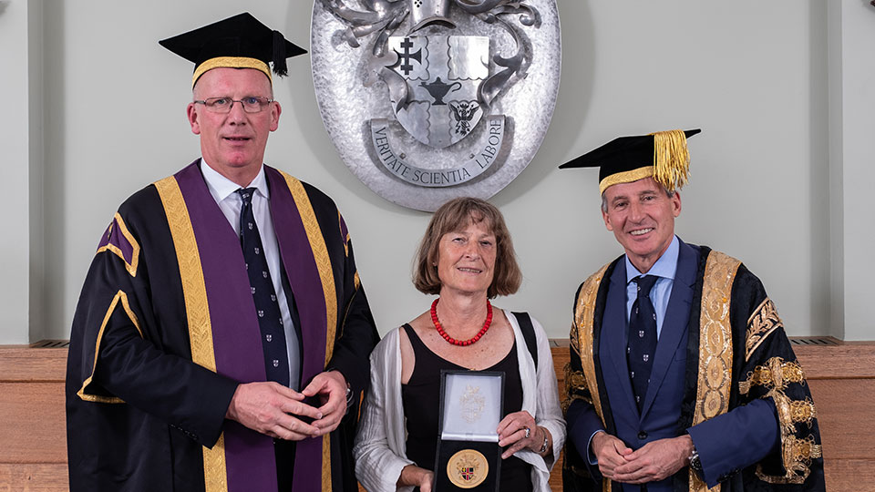 Martha Worsching with Vice-Chancellor and Chancellor