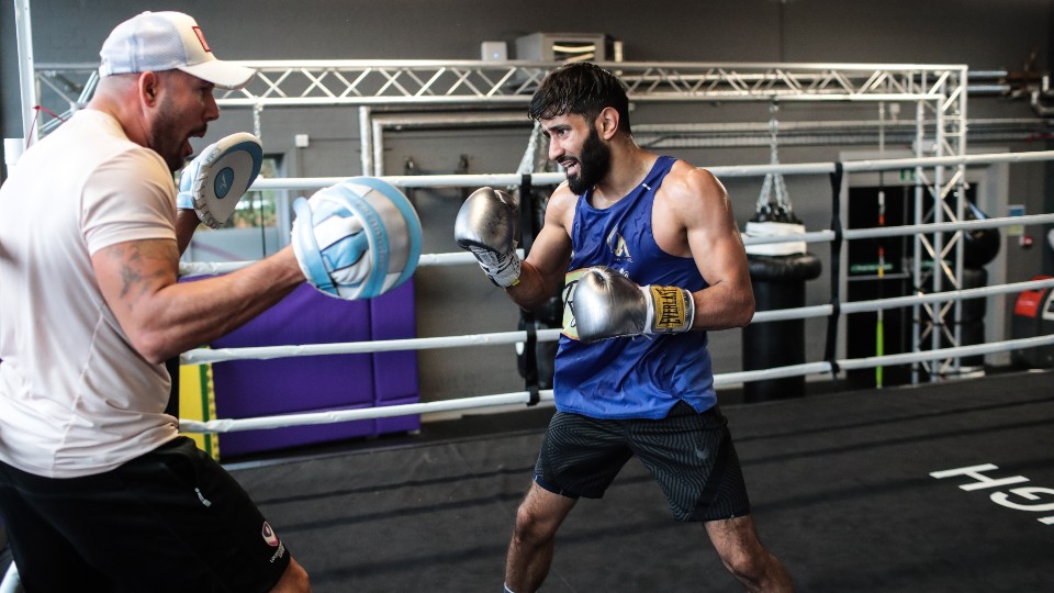 a boxer trains 