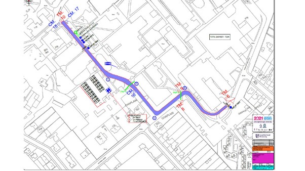 An image of the road closure during a period of the School Games National Finals, displayed on a map. 