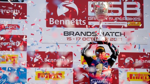 Tarran (Taz) Mackenzie took the British Superbike Championship after winning a sensational treble at Brands Hatch. 