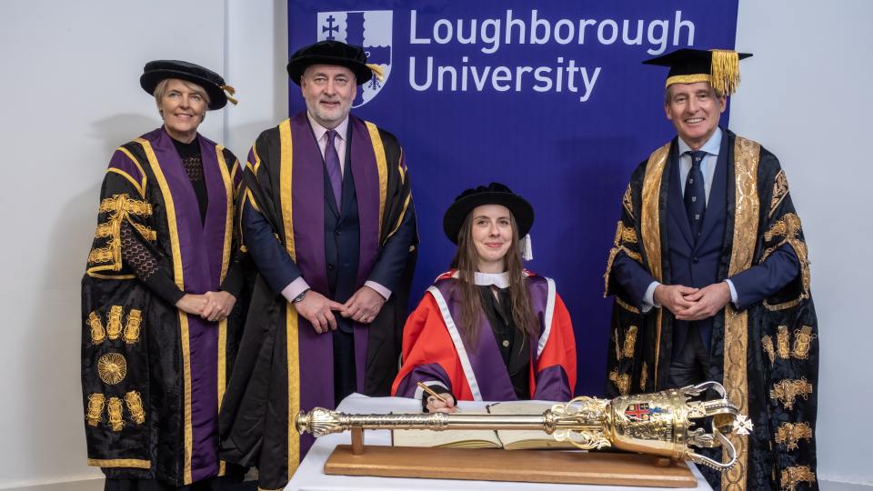 Helen Calcutt with Christine Hodgson, Professor Nick Jennings and Lord Sebastian Coe KBE.