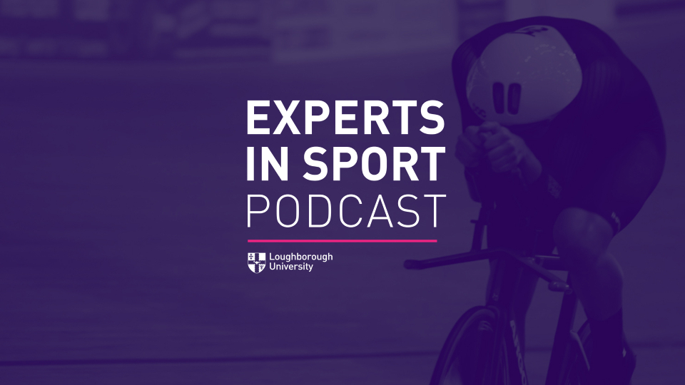 the experts in sport podcast graphic featuring a blurred out cyclist