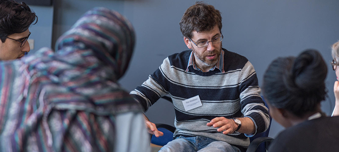 Member of staff leading a discussion or seminar at Research Conference